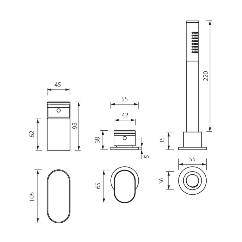 Load image into Gallery viewer, Abacus Ki Chrome Deck Mounted Bath Shower 3TH - Premium Taps
