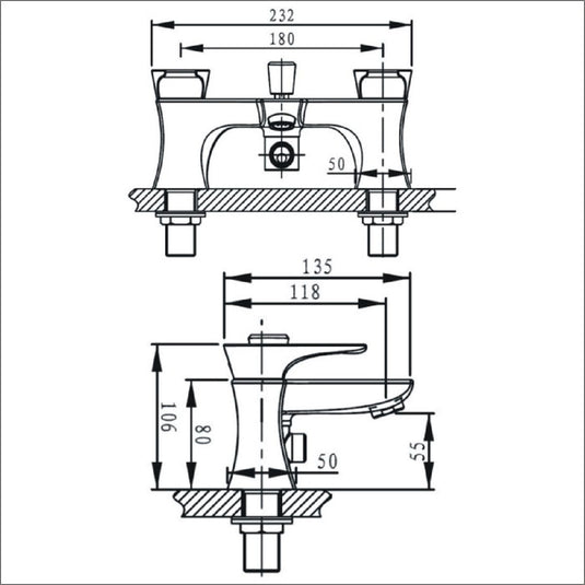 Bristan Hourglass Bath Shower Mixer Tap - HOU BSM C - Premium Taps