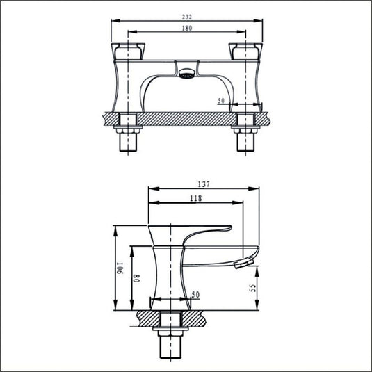 Bristan Hourglass Bath Filler - HOU BF C - Premium Taps