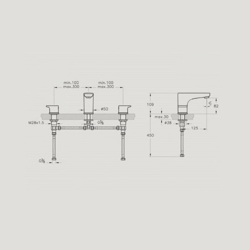 Load image into Gallery viewer, VitrA X Line Chrome 3-Hole Basin Mixer Tap - Premium Taps
