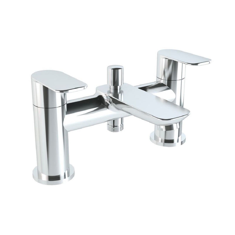 Load image into Gallery viewer, VitrA X Line Chrome 2 Tap Hole Bath Shower Mixer Tap with Hose and Handset - Premium Taps
