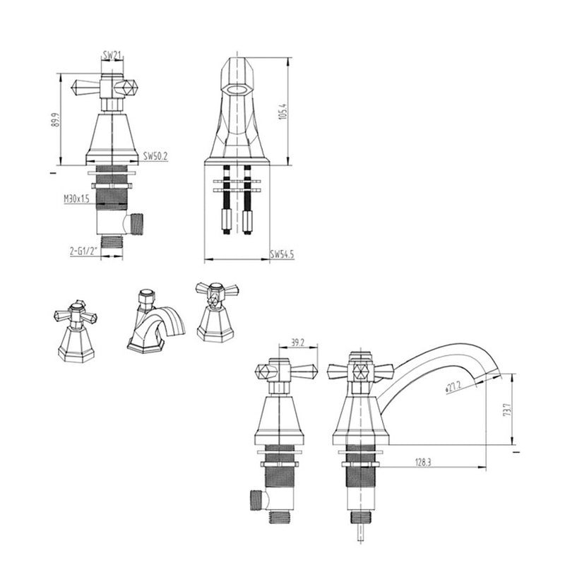 Load image into Gallery viewer, RAK Washington 3 Hole Basin Mixer Tap - Premium Taps
