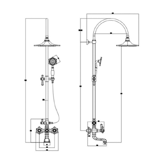 RAK Washington Exposed Shower Column with fixed head handset and bath spout - Premium Taps