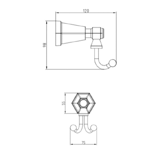 RAK Washington Double Robe Hook Chrome - Premium Taps