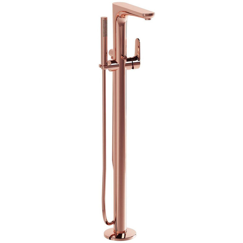 Load image into Gallery viewer, VitrA Root Round Floor-Standing Bath Mixer with Hand Shower in Copper - A4274126 - Premium Taps
