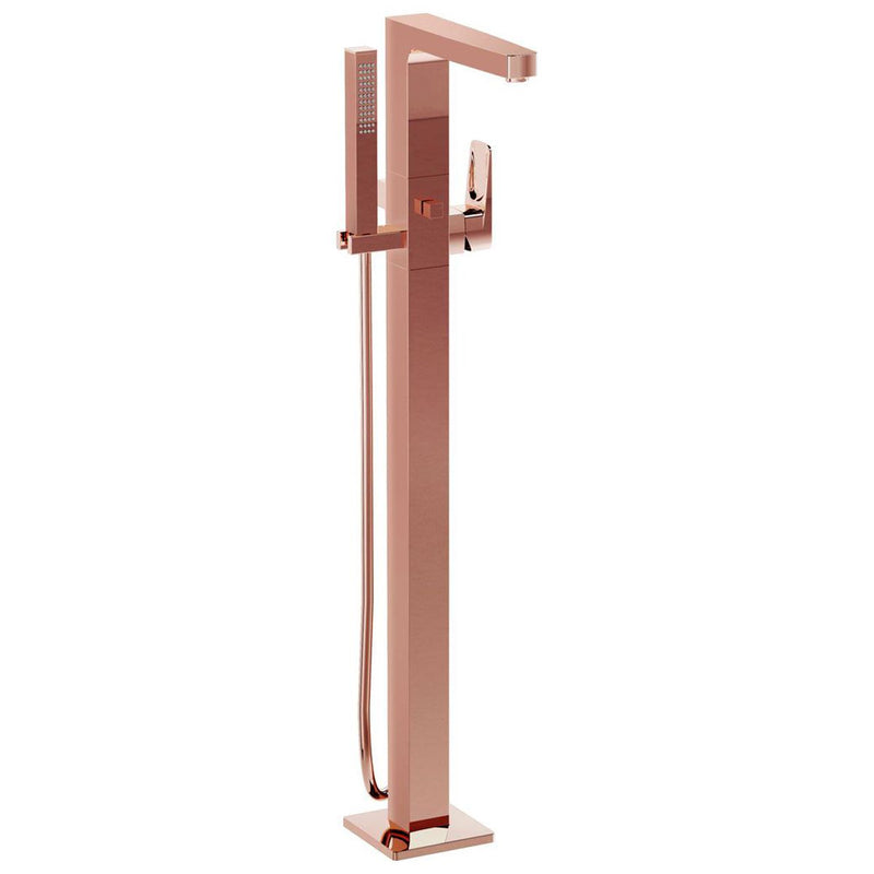 Load image into Gallery viewer, VitrA Root Square Floor-Standing Bath Mixer with Hand Shower in Copper - A4276026 - Premium Taps
