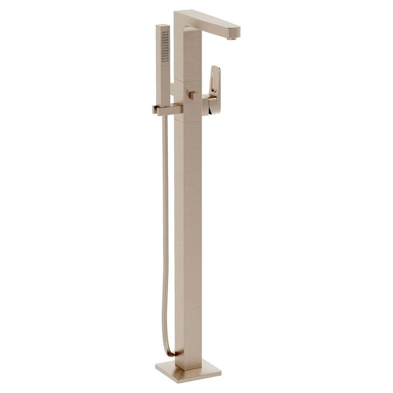 Load image into Gallery viewer, VitrA Root Square Floor-Standing Bath Mixer with Hand Shower in Brushed Nickel - A4276034 - Premium Taps
