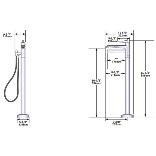 Riobel Venty Freestanding Bath Shower Mixer - VY39C-EM - Premium Taps