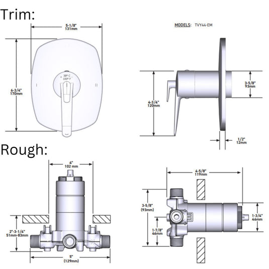 Riobel Venty Shower Kit With Bath Spout - KIT1244VYC-EM - Premium Taps