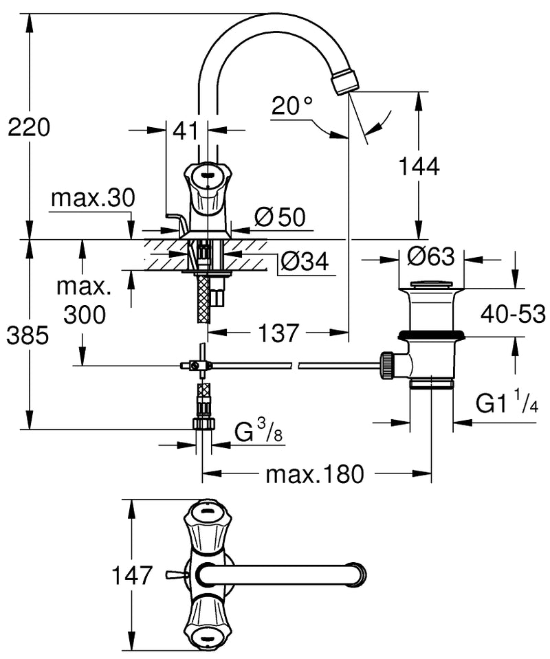 Load image into Gallery viewer, Grohe Costa L 1-Hole Basin Mixer in Chrome - 21375001
