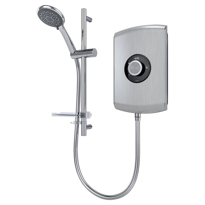 Triton Amore 8.5KW Electric Shower in Brushed Steel - Premium Taps