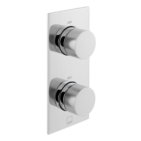 VADO Knurled Accents Tablet 2 Outlet Thermostatic Valve All-Flow in Chrome - Premium Taps