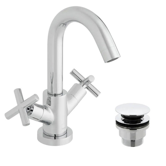 VADO Elements Mono Basin Mixer with Universal Waste in Chrome - Premium Taps