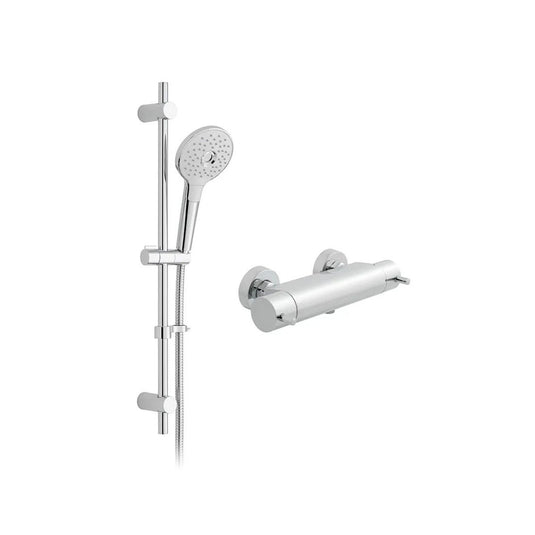 VADO Celsius 1 Outlet Exposed Thermostatic Shower Packages in Chrome - Premium Taps