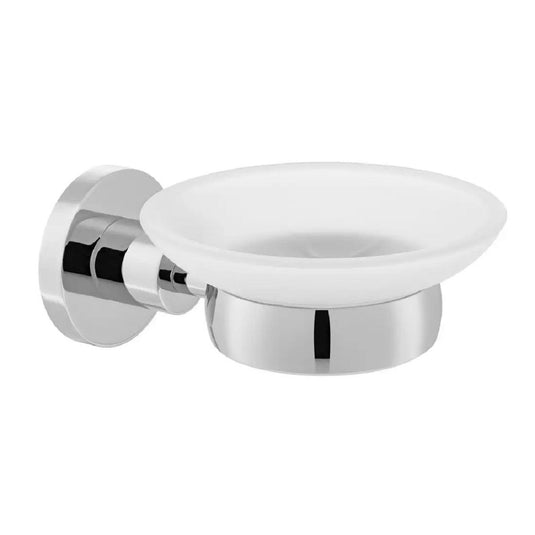 VADO Elements Frosted Glass Soap Dish with Holder in Chrome - Premium Taps