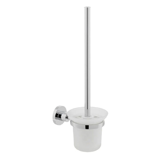 VADO Elements Toilet Brush with Frosted Glass Holder in Chrome - Premium Taps