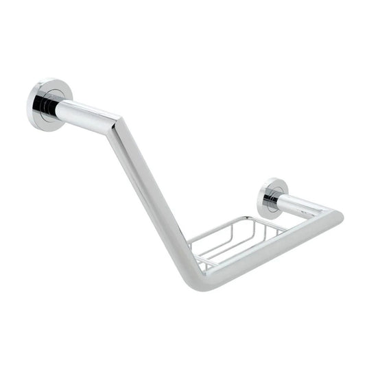 VADO Spa 456mm Angled Grab Rail with Basket in Chrome - Premium Taps