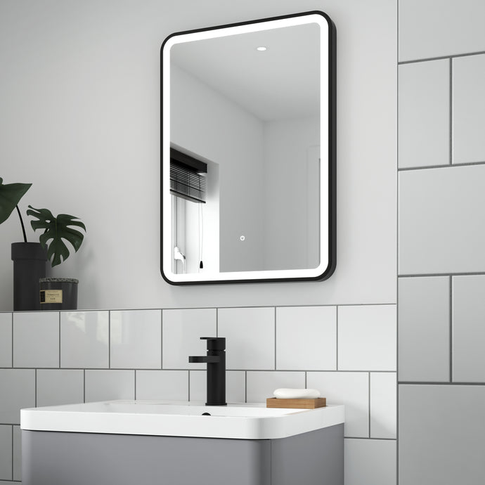 Hudson Reed 700 x 500mm Framed Mirror in Matt Black - Premium Taps