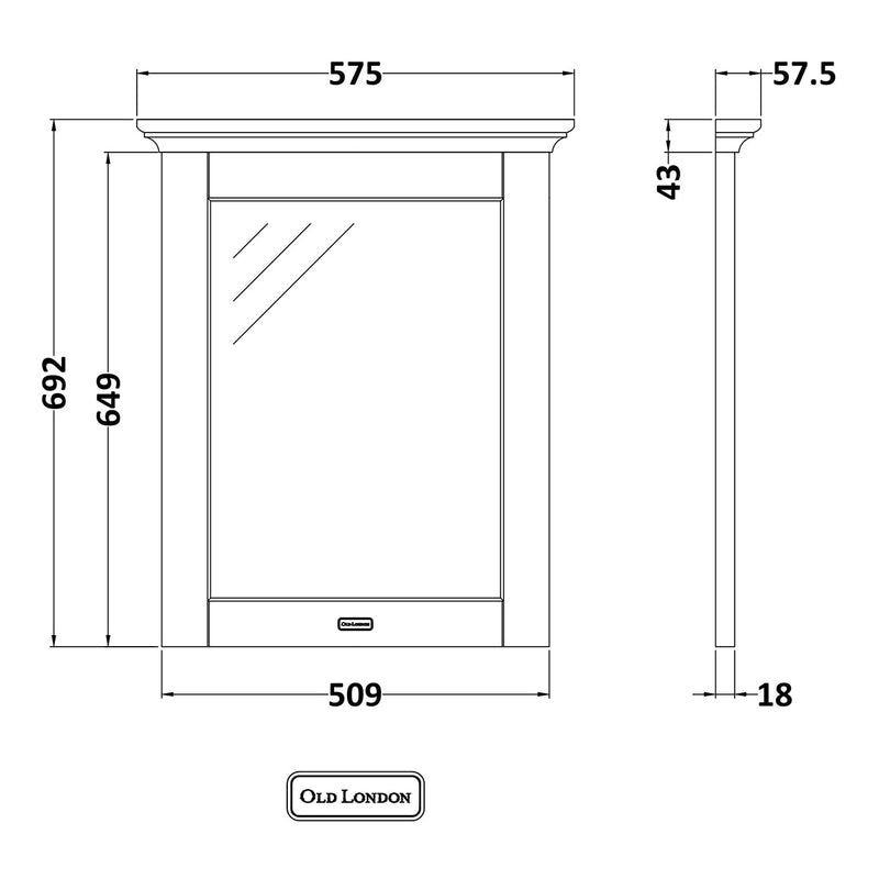 Load image into Gallery viewer, Hudson Reed Old London 600 mm Flat Mirror in Storm Grey - Premium Taps
