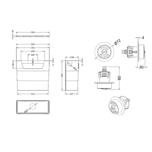 Hudson Reed Old London Universal Access Cistern and Traditional Flush Plate in Brass - Premium Taps