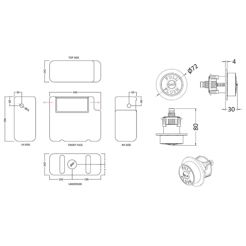 Load image into Gallery viewer, Hudson Reed Old London Universal Access Toilet Cistern and Flush Plate Side Inlet in Chrome - Premium Taps
