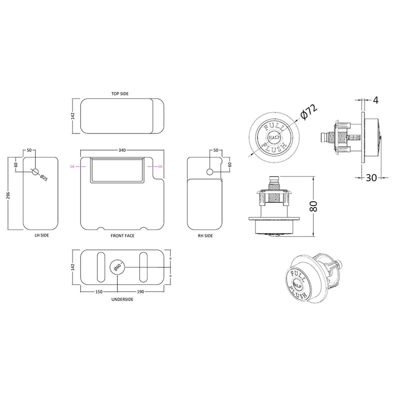 Load image into Gallery viewer, Hudson Reed Old London Universal Access Toilet Cistern and Flush Plate Side Inlet in Matt Black - Premium Taps
