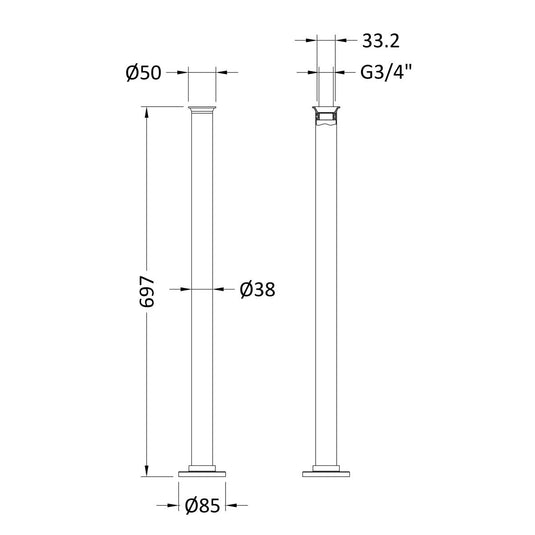 Hudson Reed Old London Bathroom Stand Pipes in Chrome - Premium Taps