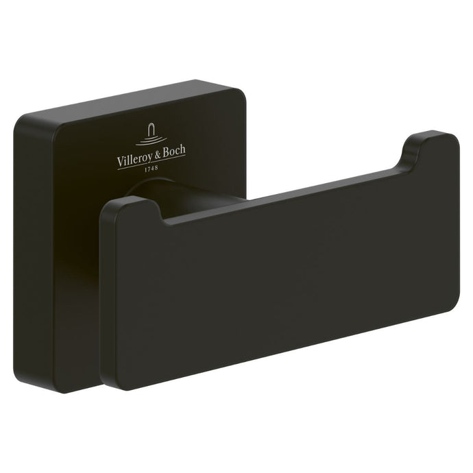 Villeroy & Boch Elements Striking Double Robe Hook in Matt Black - TVA152012000K5 - Premium Taps