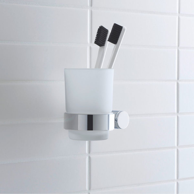 Load image into Gallery viewer, Duravit D-Code Left Hand Toothbrush Tumbler in Chrome - 0099191000 - Premium Taps
