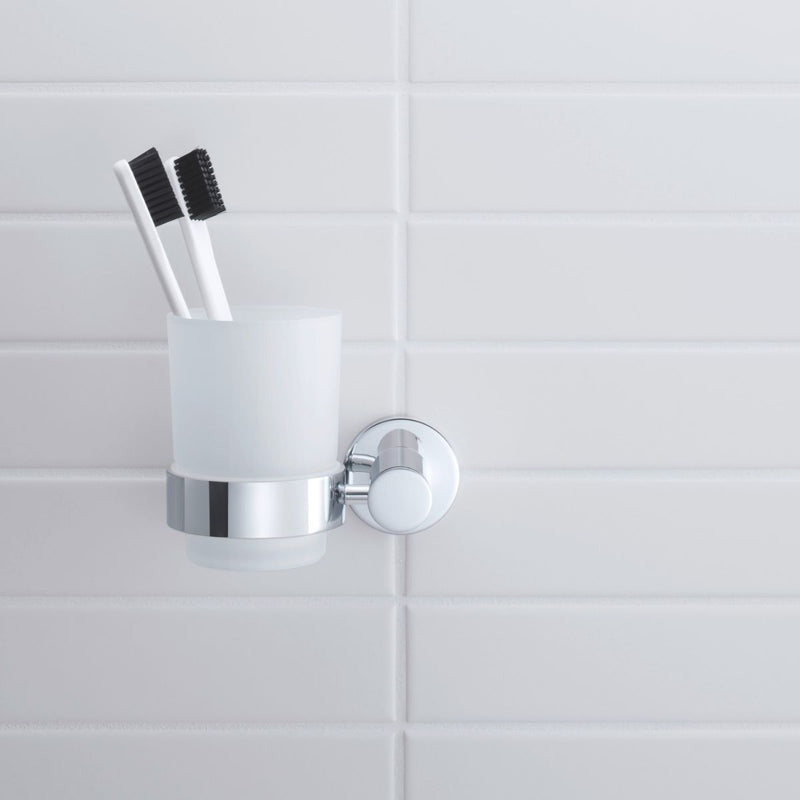 Load image into Gallery viewer, Duravit D-Code Left Hand Toothbrush Tumbler in Chrome - 0099191000 - Premium Taps
