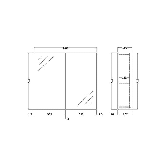 Nuie Arno 600mm Wall Mounted Mirror Cabinet in White - Premium Taps