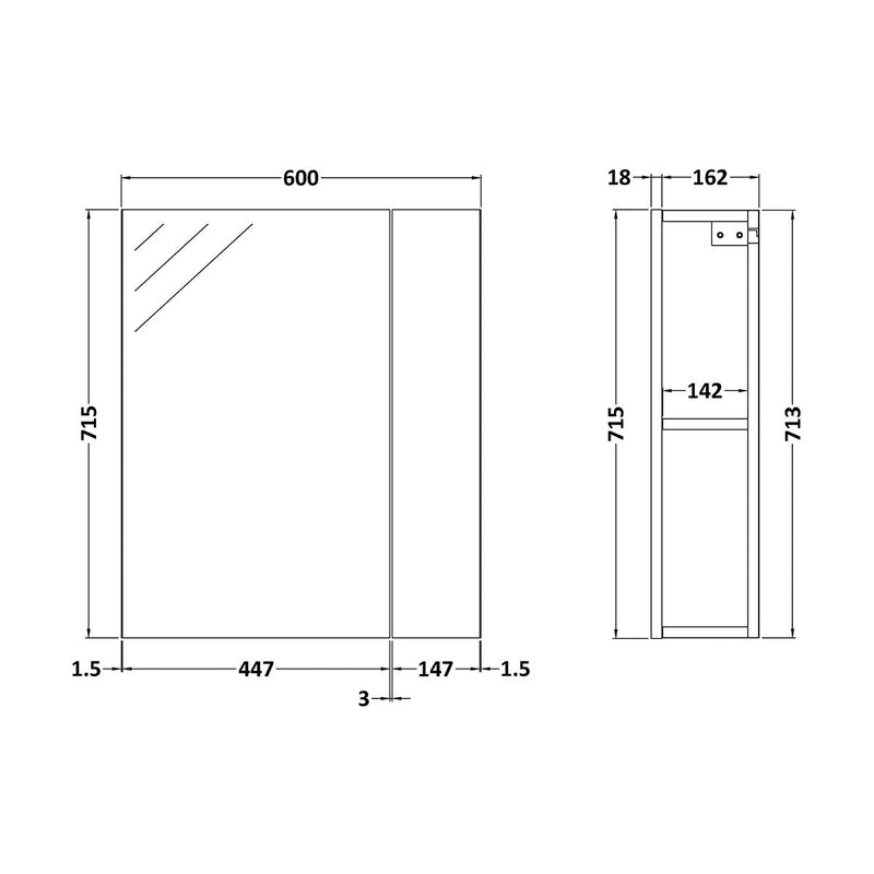 Load image into Gallery viewer, Nuie Athena 600mm 2 Door Mirror Cabinet in Gloss White - Premium Taps
