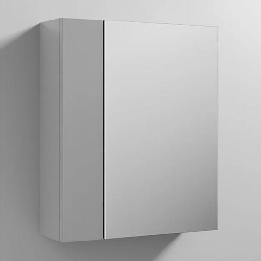 Nuie Athena 600mm 2 Door Mirror Cabinet in Gloss Grey Mist - Premium Taps