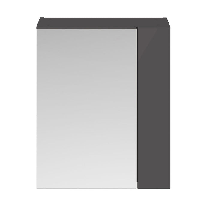 Nuie Athena 600mm 2 Door Mirror Cabinet in Gloss Grey - Premium Taps