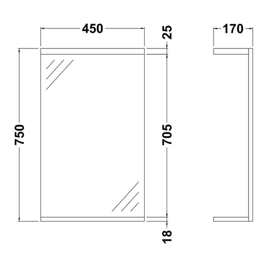 Nuie Mayford Wall Hung 550mm Mirror in Gloss White - Premium Taps