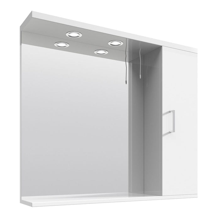 Nuie Mayford Wall Hung 850mm Mirror Cabinet in Gloss White - Premium Taps