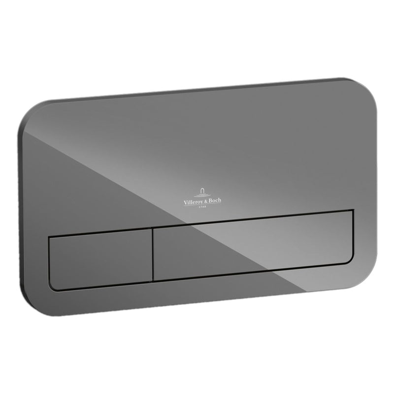 Load image into Gallery viewer, Villeroy and Boch ViConnect Installation Systems Toilet Flush Plate with Dual Flush in Glossy Grey - Premium Taps
