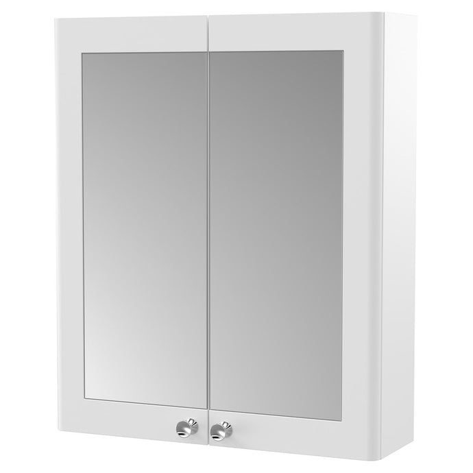 Nuie Classique 600 mm 2 Door Mirrored Bathroom Cabinet in White - Premium Taps