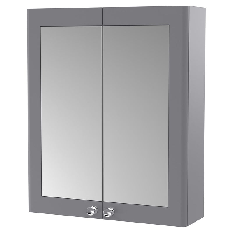 Load image into Gallery viewer, Nuie Classique 600 mm 2 Door Mirrored Bathroom Cabinet in Grey - Premium Taps
