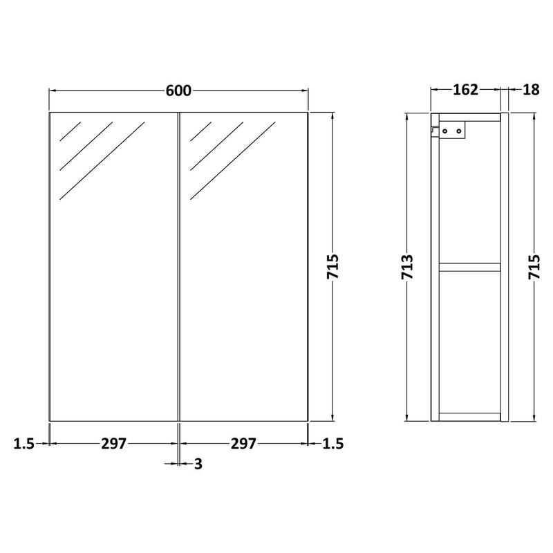 Load image into Gallery viewer, Nuie Parade 600 mm Wall Mounted Mirror Cabinet in White - Premium Taps
