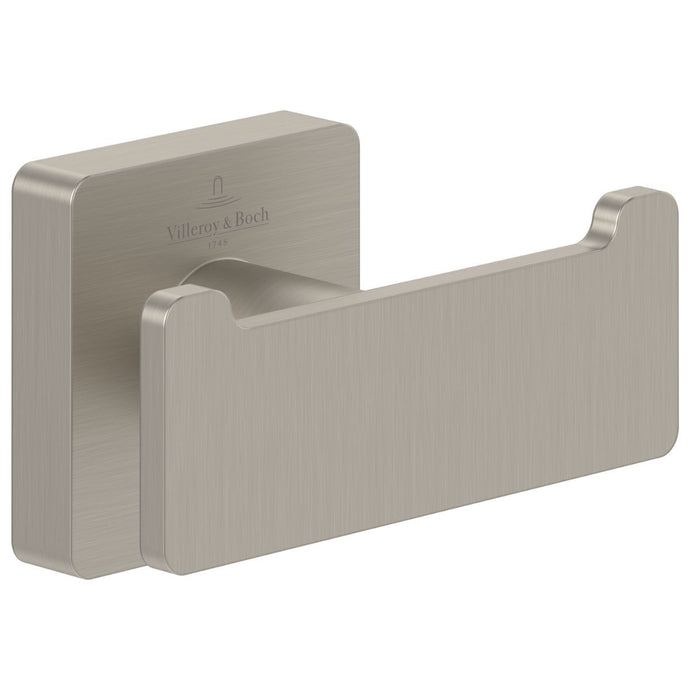 Villeroy & Boch Elements Striking Double Robe Hook in Brushed Nickel - TVA15201200064 - Premium Taps