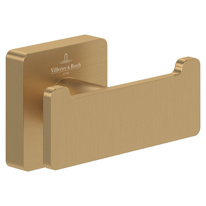 Villeroy & Boch Elements Striking Double Robe Hook in Brushed Gold - TVA15201200076 - Premium Taps