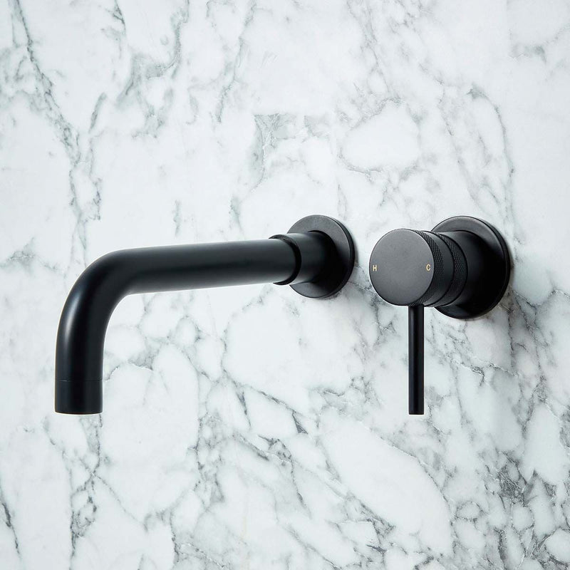 Load image into Gallery viewer, Scudo Core Wall Mounted Basin Mixer Tap in Matt Black - NU-014-V2
