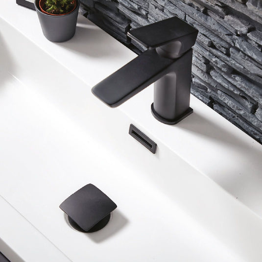 Scudo Muro Black Basin Mixer Tap with Waste