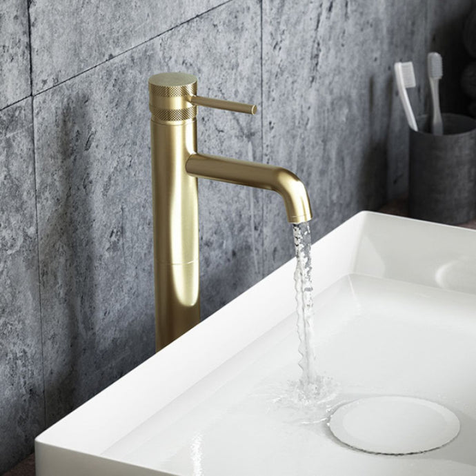 Scudo Core Mono Tall Basin Mixer Tap in Brushed Brass - NU-006