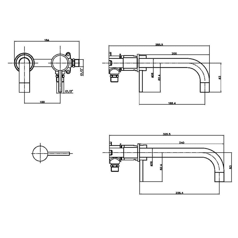 Load image into Gallery viewer, Scudo Core Wall Mounted Basin Mixer Tap in Matt Black - NU-014-V2
