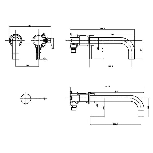 Scudo Core Wall Mounted Basin Mixer Tap in Matt Black - NU-014-V2