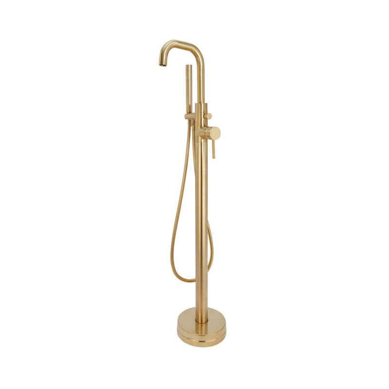 Load image into Gallery viewer, Scudo Core Freestanding Bath Shower Mixer Tap in Brushed Brass - NU-018
