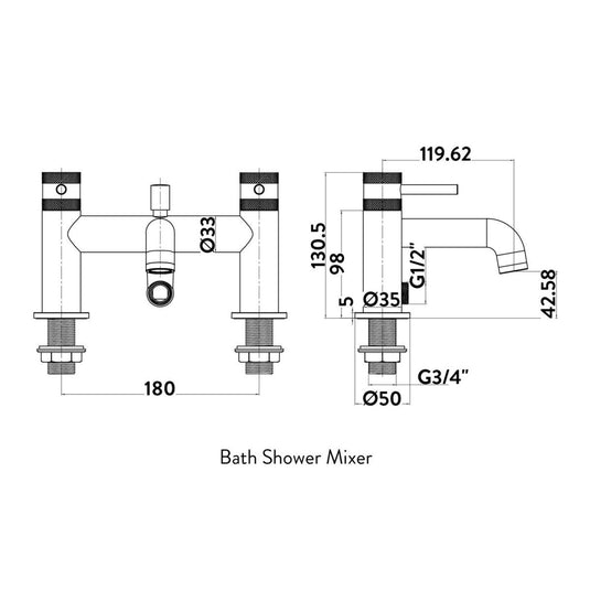 Scudo Core Bath Shower Mixer Tap in Brushed Brass - NU-012