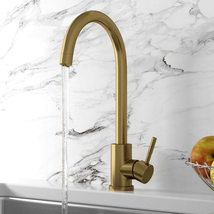 Scudo Core Brushed Brass Kitchen Tap with Lever Handle - KT44